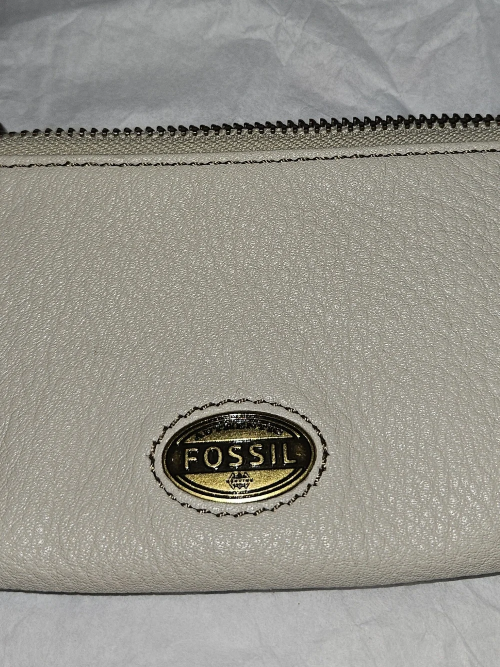 Fossil Pebbled Leather Mini Wallet Coin Purse Gold Tone Hardware